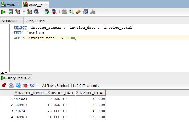 Create tables and use SELECT query using SQL Developer